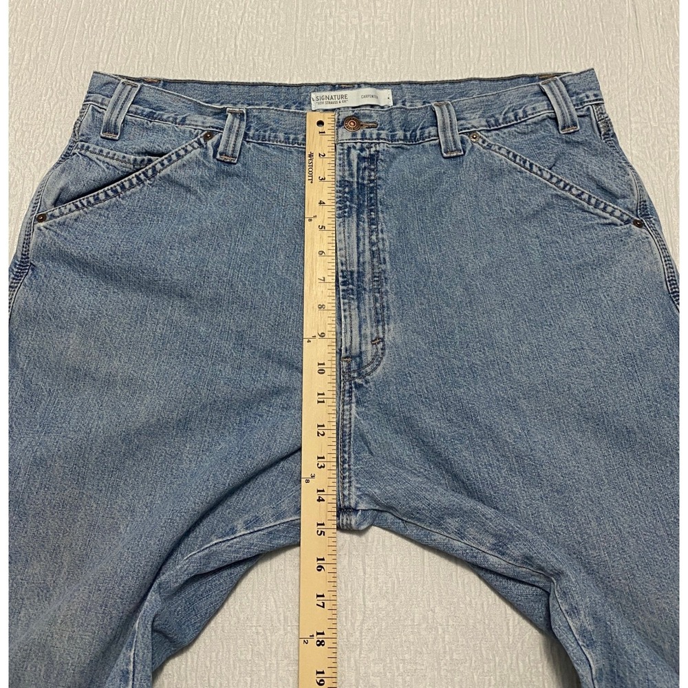 Levi Strauss Signature Carpenter‎ Jeans Light Wash Denim Mens Size 40x29 - Picture 7 of 9